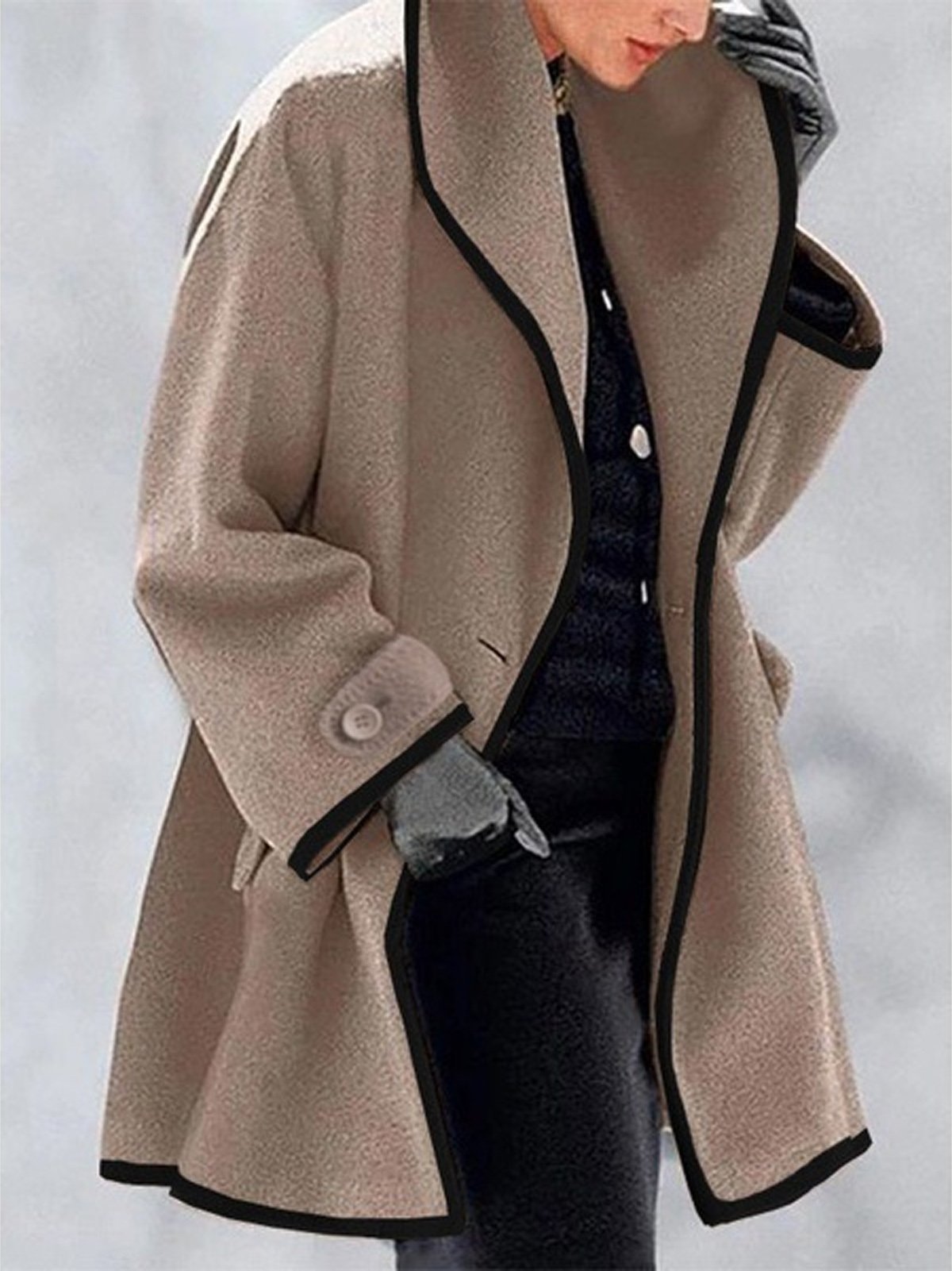 Women's Color Block Pocket Stitching Regular Loose Coat