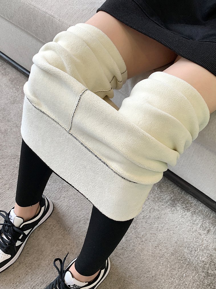 Women Plain Casual Spring/Fall Fleece Ankle Pants Leggings