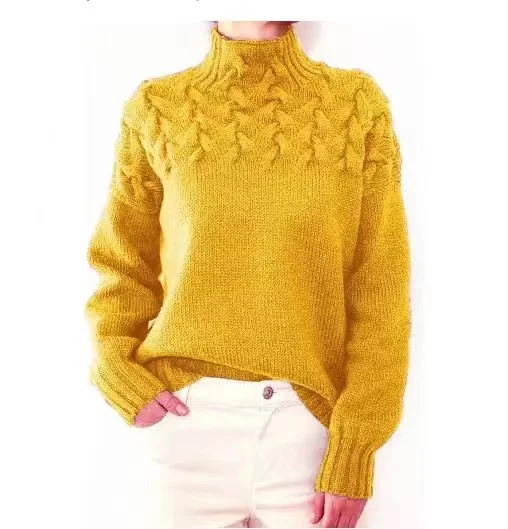 Women Yarn/Wool Yarn Plain Three Quarter Sleeve Comfy Casual Sweater