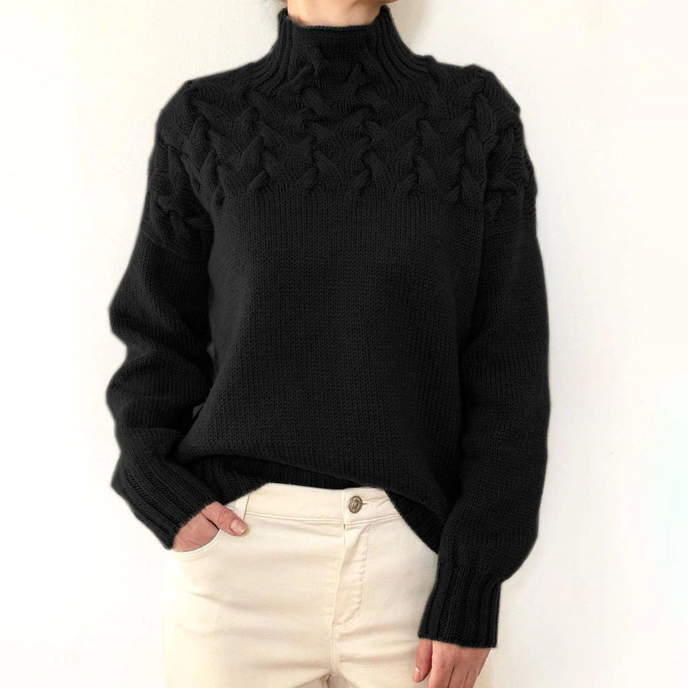 Women Yarn/Wool Yarn Plain Three Quarter Sleeve Comfy Casual Sweater