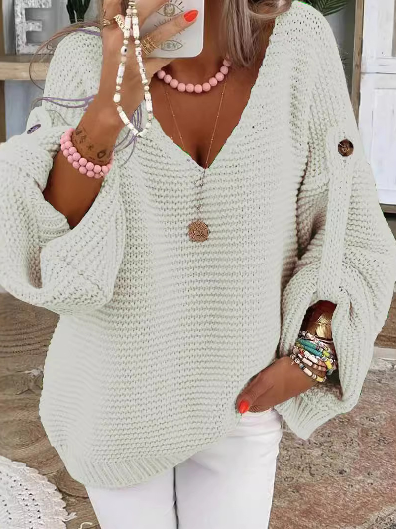 Women Yarn/Wool Yarn Color Block Long Sleeve Comfy Casual Sweater