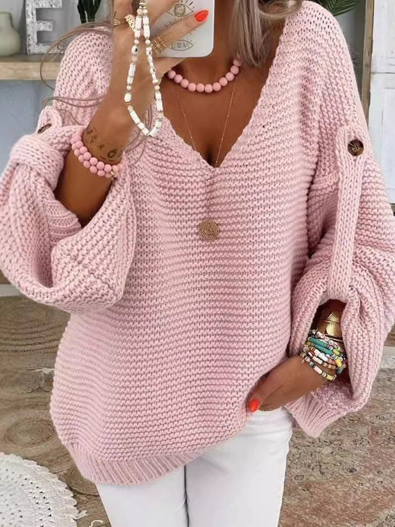 Women Yarn/Wool Yarn Color Block Long Sleeve Comfy Casual Sweater