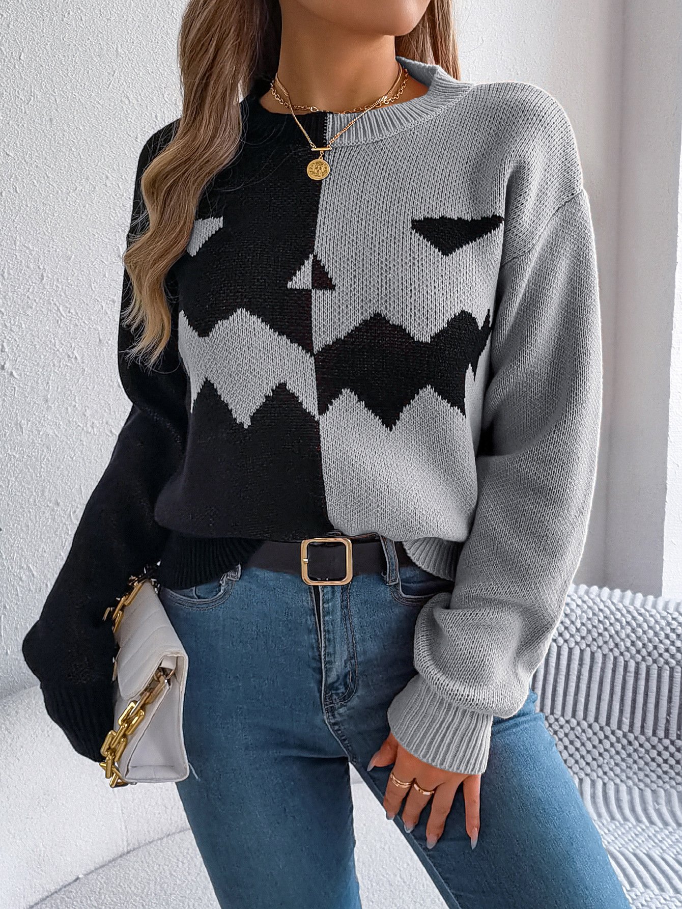 Women Wool/Knitting Halloween Long Sleeve Comfy Casual Sweater