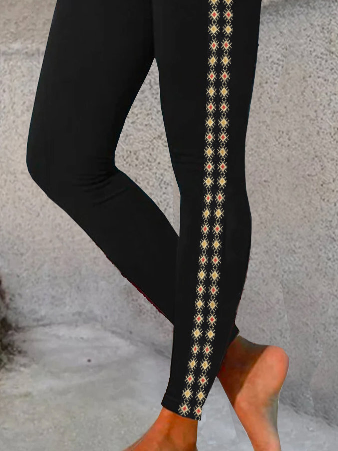 Vintage Ethnic Geometry Long Leggings