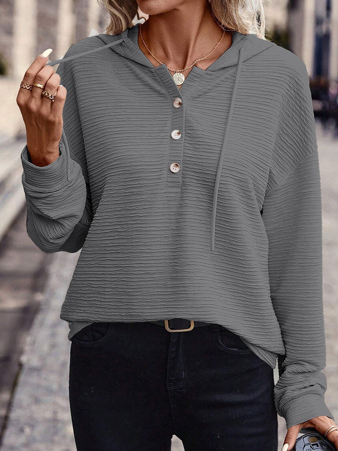 Casual Hoodie Plain Sweatshirt