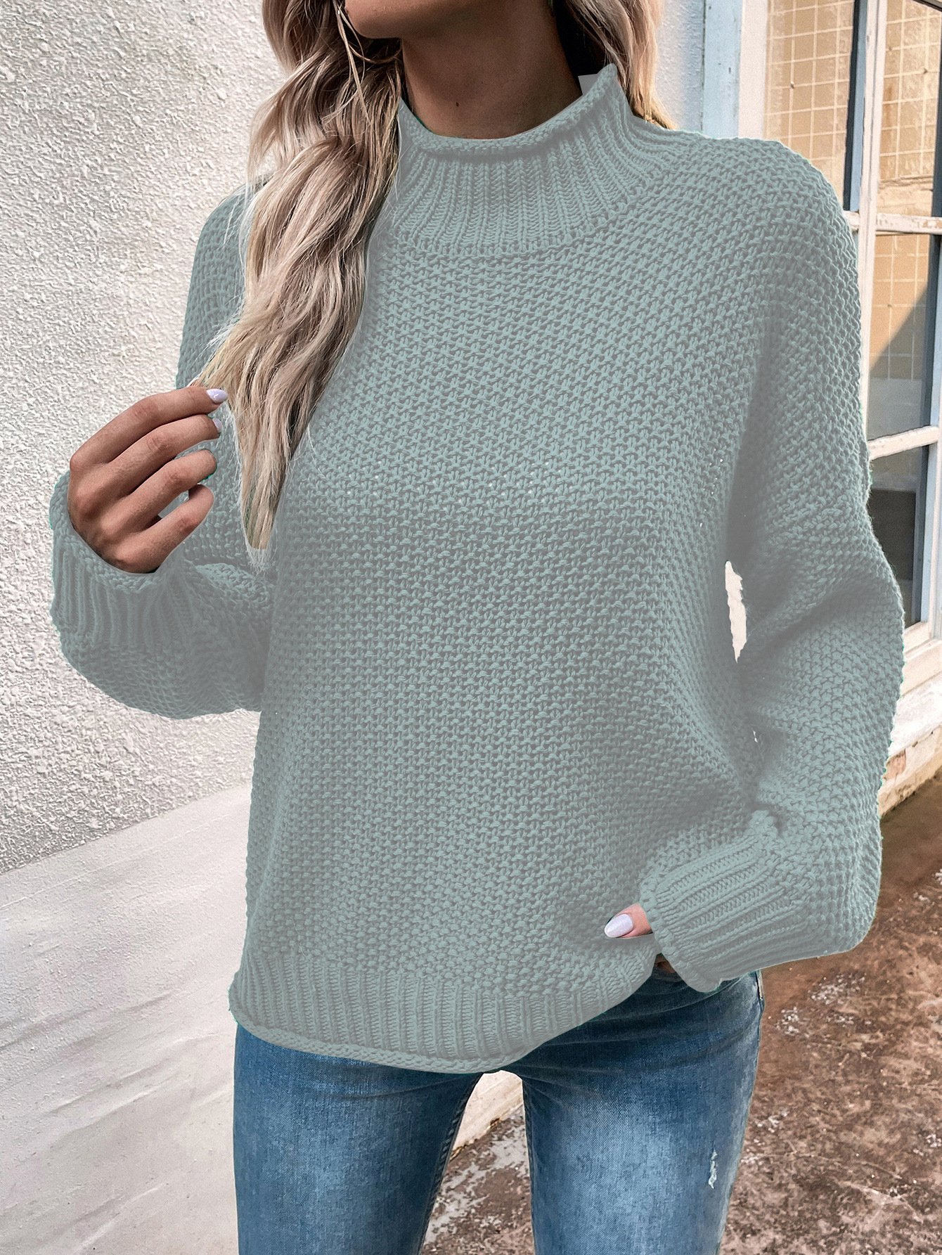 Women Wool/Knitting Plain Long Sleeve Comfy Casual Sweater