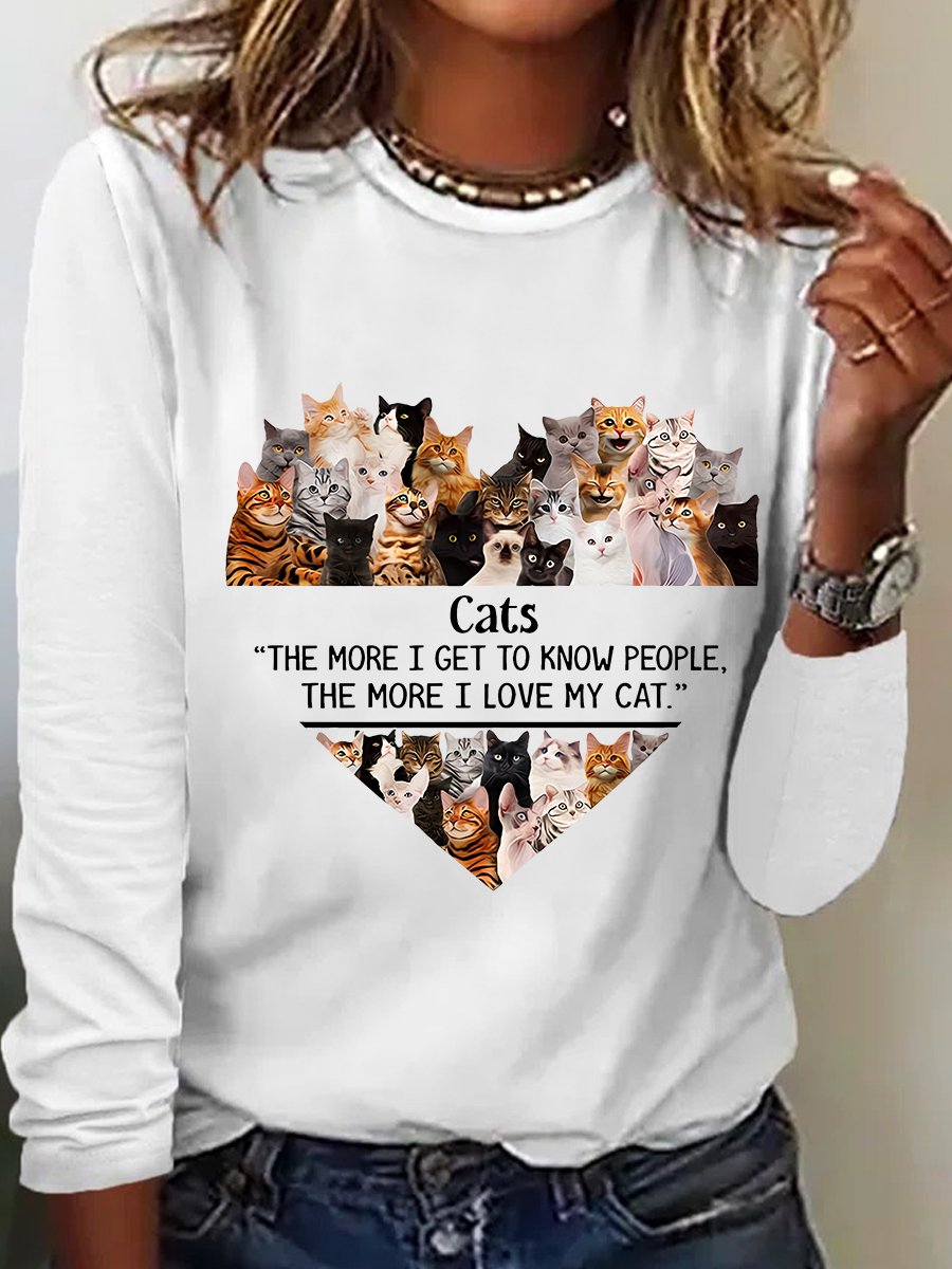 Casual Animal Crew Neck Long Sleeve T-shirt