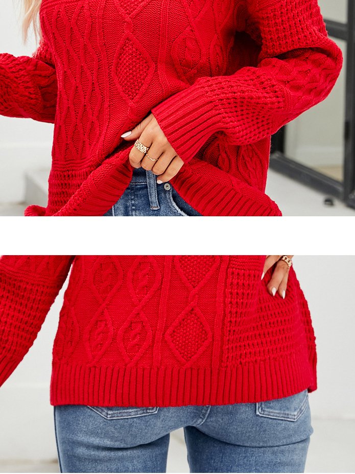 Women Yarn/Wool Yarn Plain Long Sleeve Comfy Casual Sweater