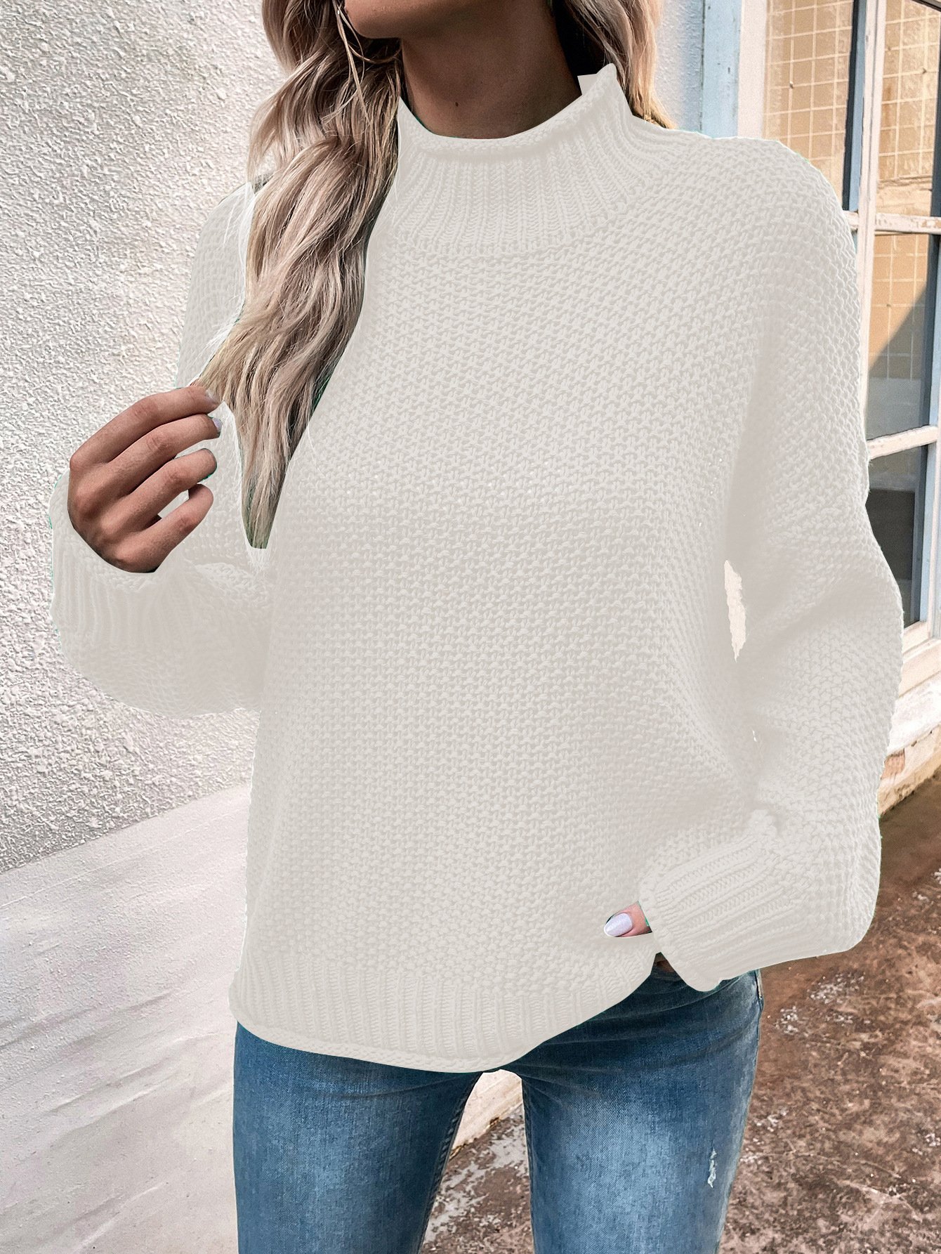 Women Wool/Knitting Plain Long Sleeve Comfy Casual Sweater