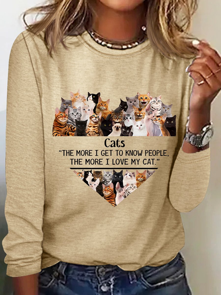 Casual Animal Crew Neck Long Sleeve T-shirt