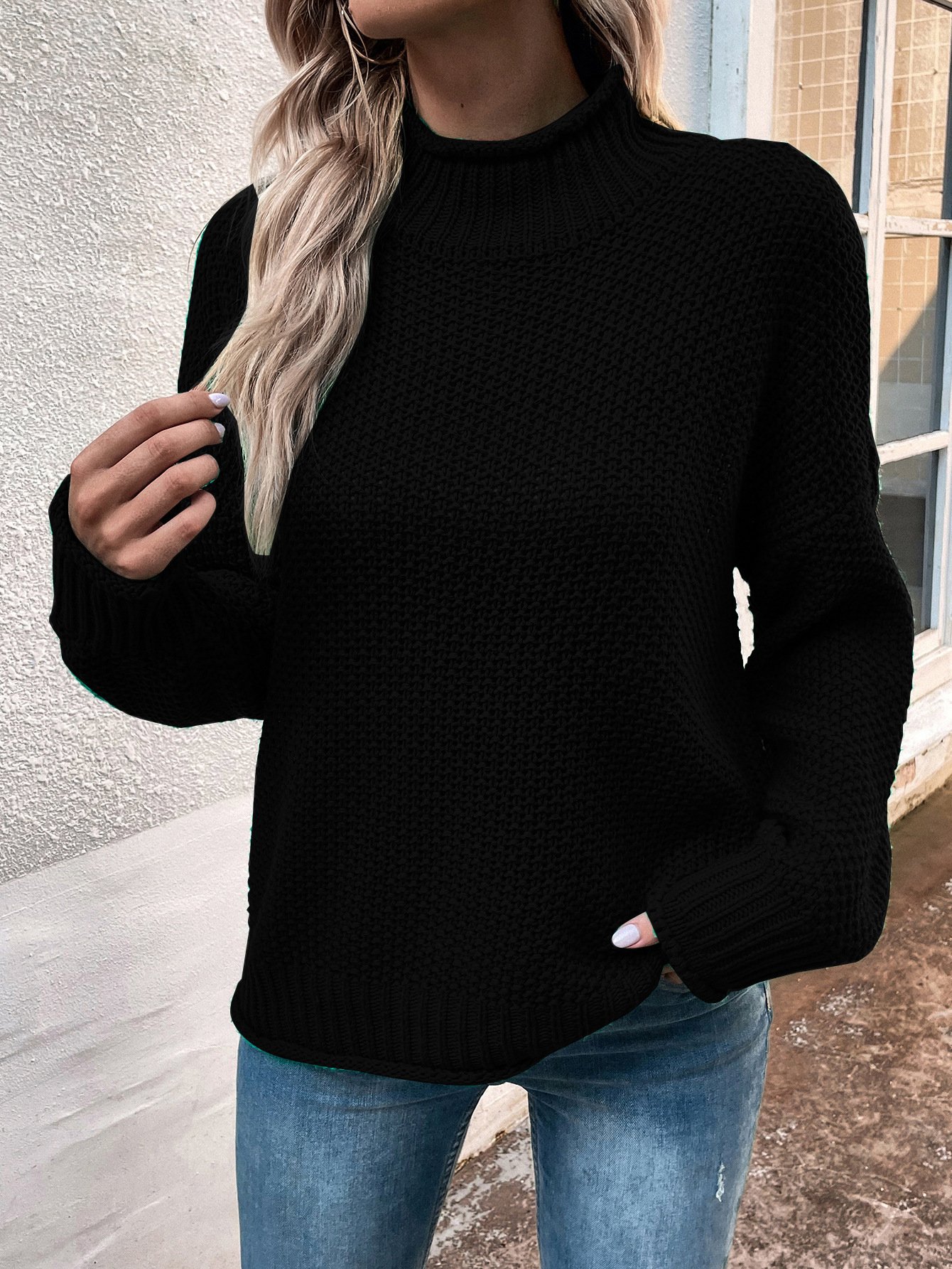 Women Wool/Knitting Plain Long Sleeve Comfy Casual Sweater