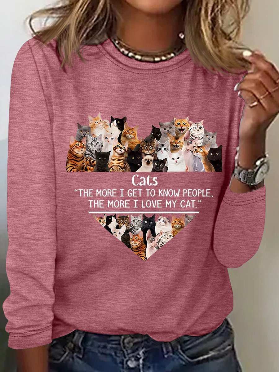 Casual Animal Crew Neck Long Sleeve T-shirt