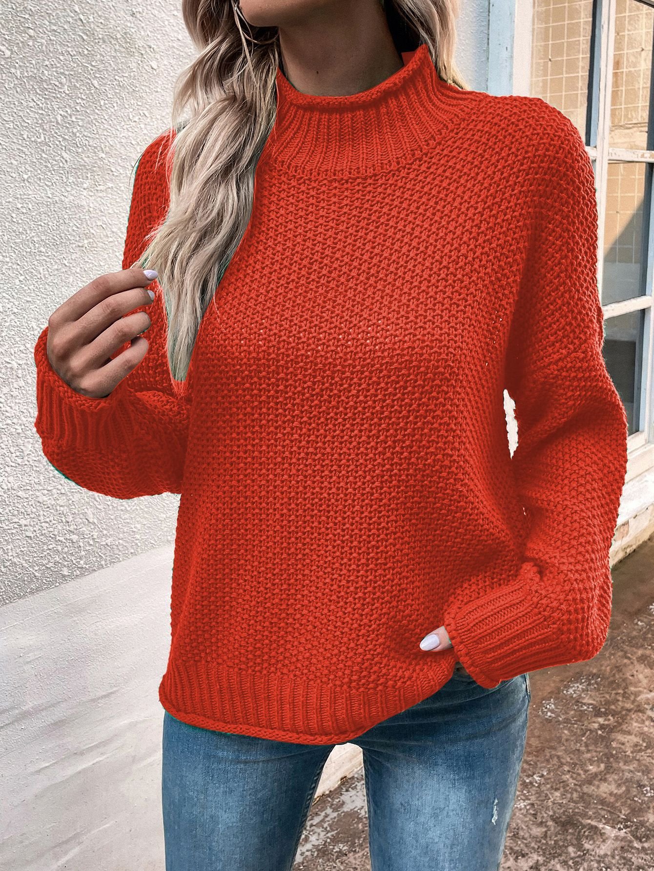 Women Wool/Knitting Plain Long Sleeve Comfy Casual Sweater