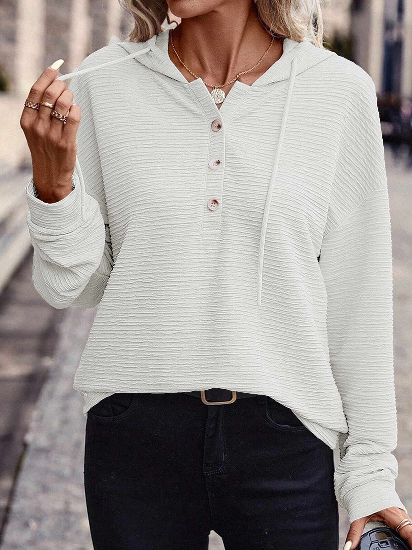 Casual Hoodie Plain Sweatshirt