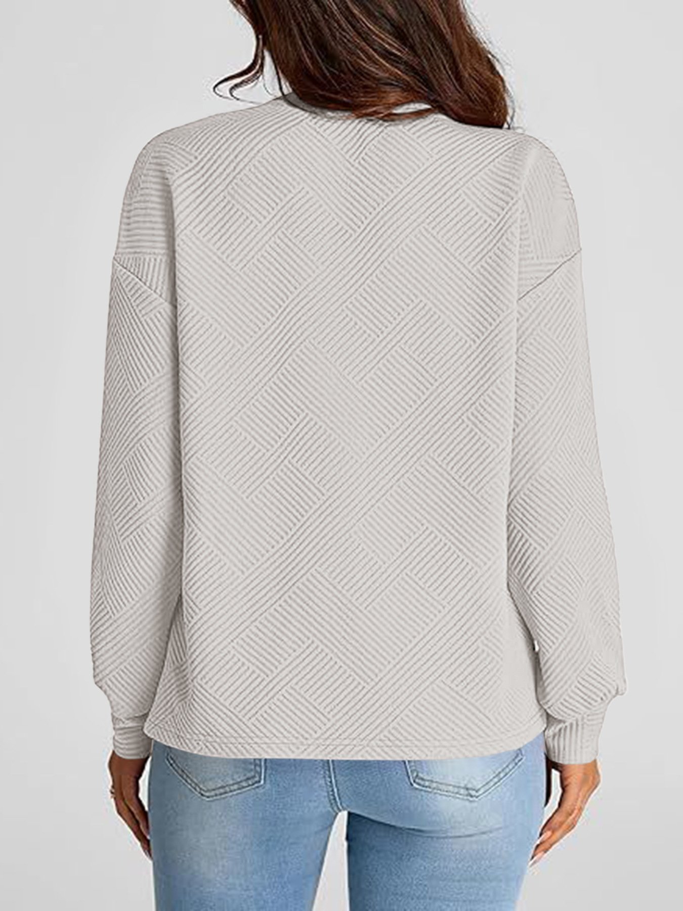 Casual Crew Neck Plain Sweatshirt