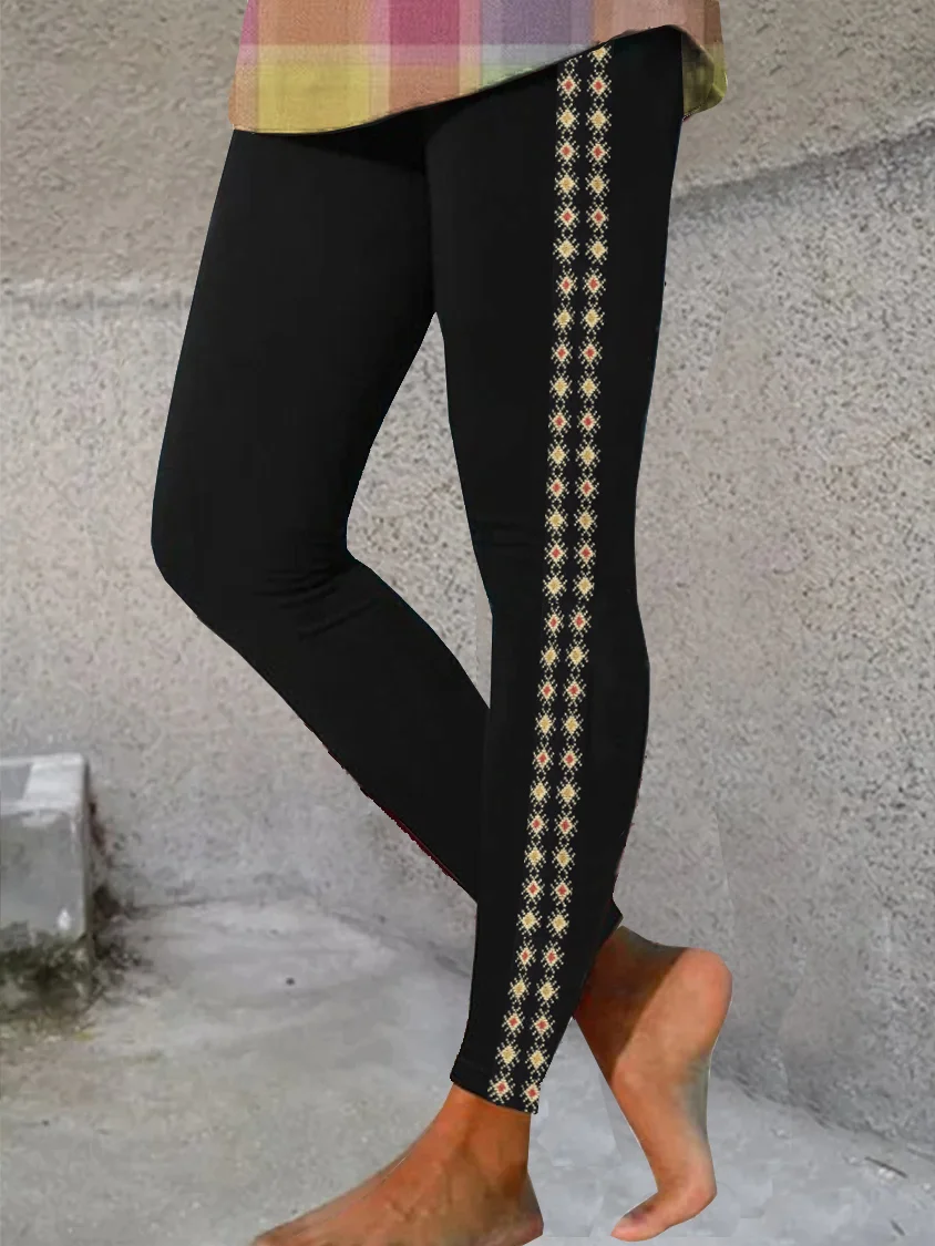 Vintage Ethnic Geometry Long Leggings