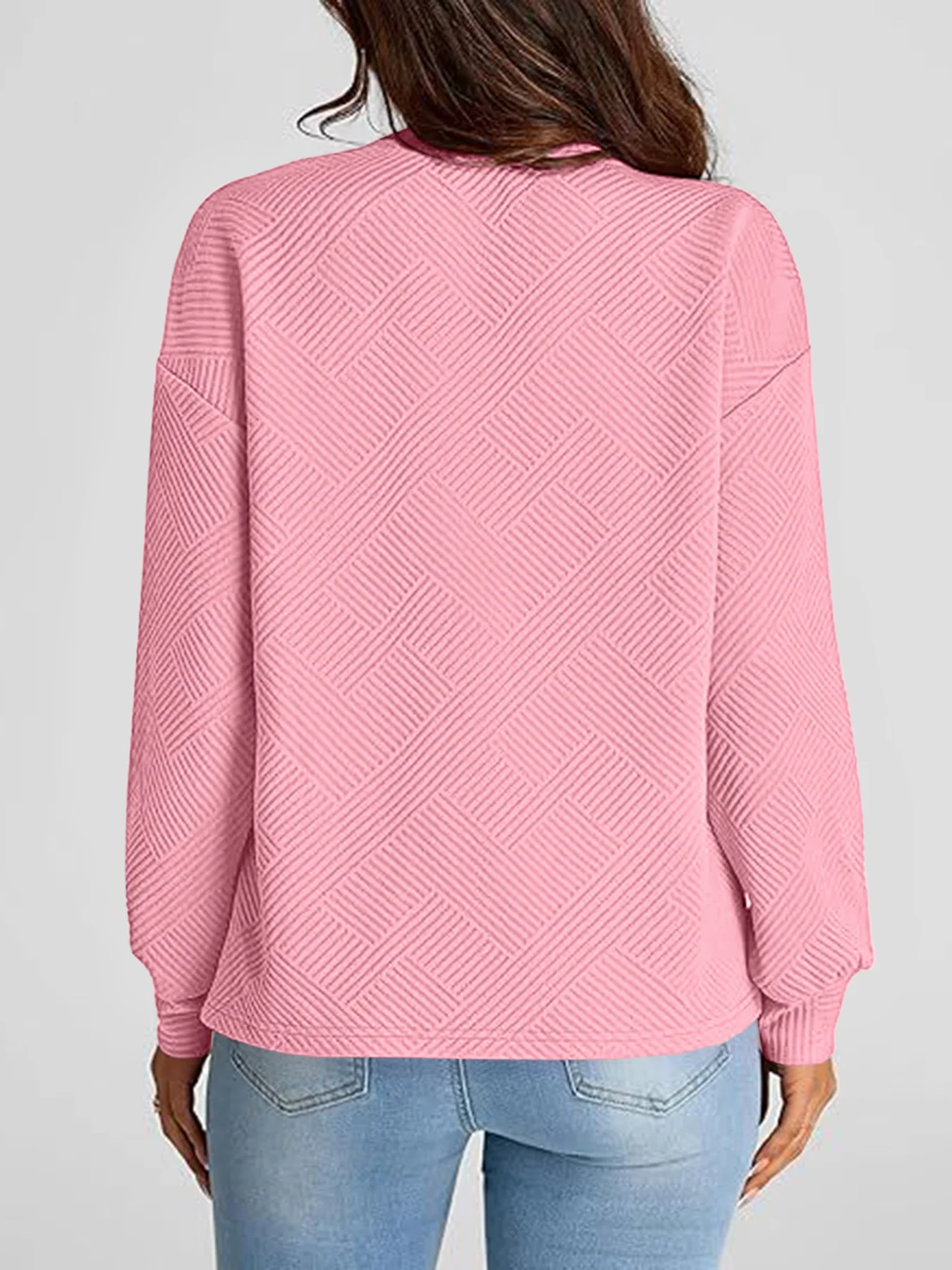 Casual Crew Neck Plain Sweatshirt