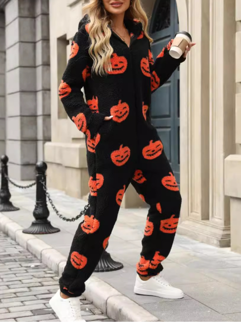 Women Long Sleeve Hoodie Regular Fit Long Daily Casual Halloween Natural Jumpsuit