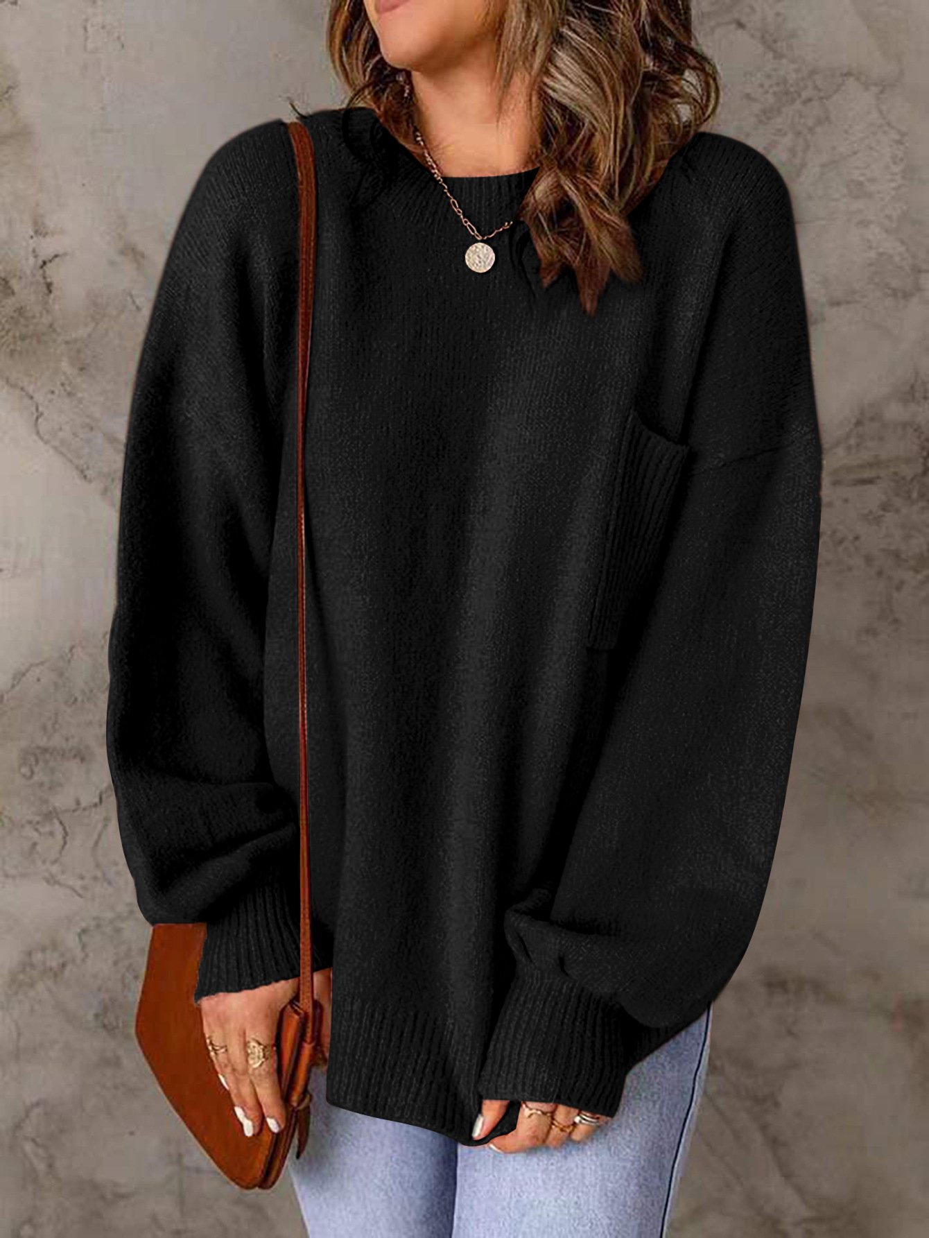 Women Yarn/Wool Yarn Plain Long Sleeve Comfy Casual Sweater