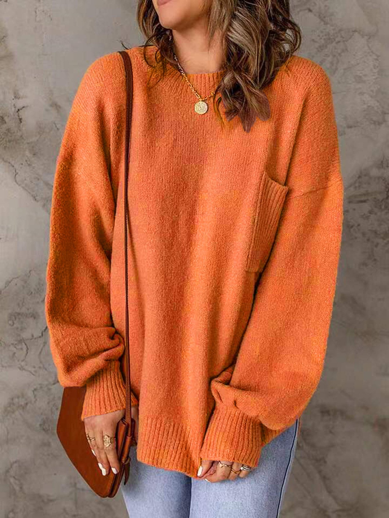 Women Yarn/Wool Yarn Plain Long Sleeve Comfy Casual Sweater