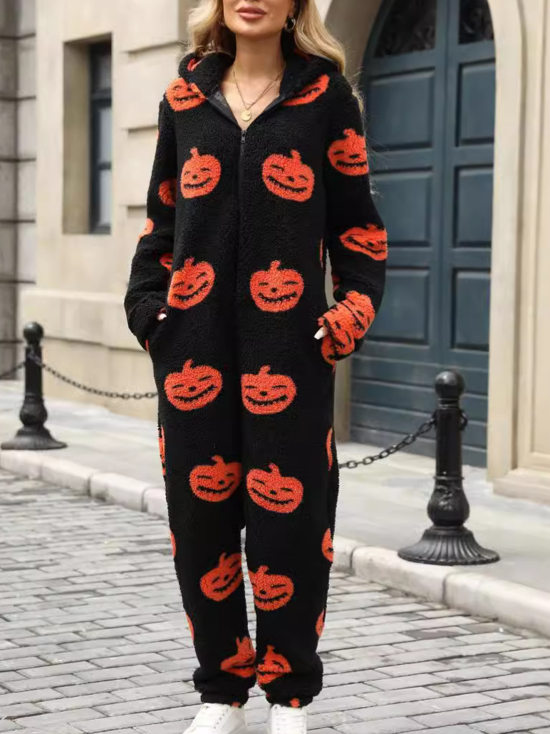 Women Long Sleeve Hoodie Regular Fit Long Daily Casual Halloween Natural Jumpsuit