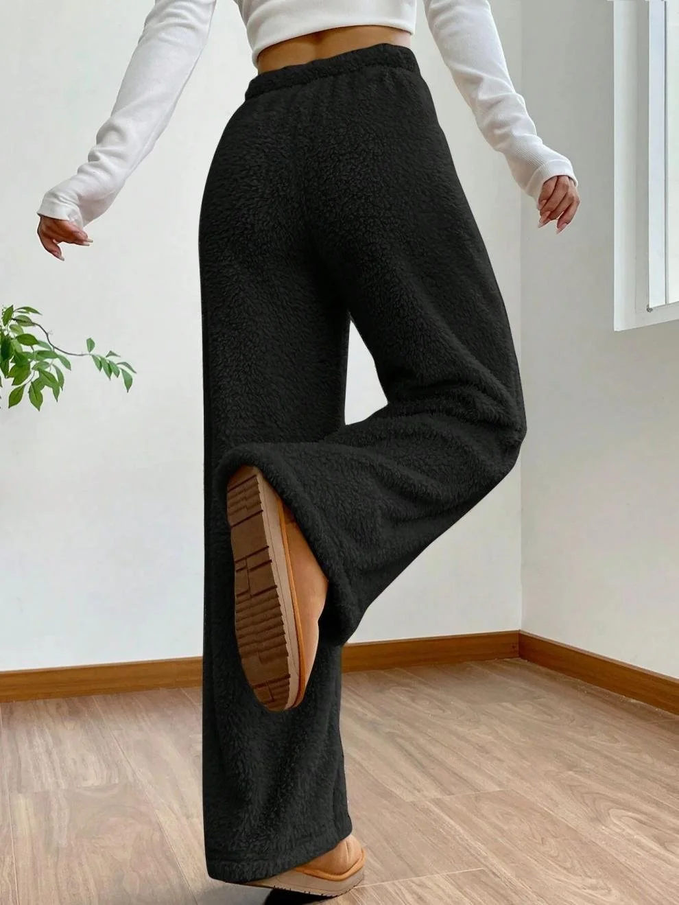 Casual Plain Fleece Long Pants