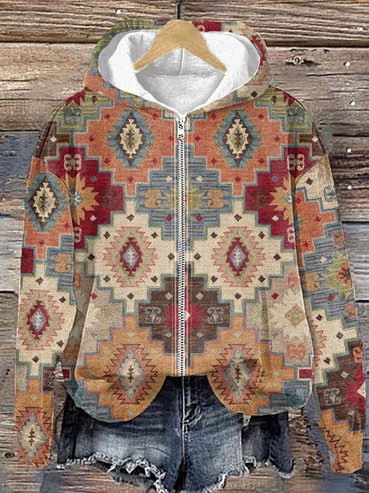 Women's Ethnic Zipper Regular Loose Jacket