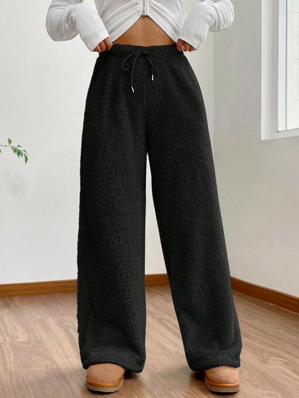 Casual Plain Fleece Long Pants