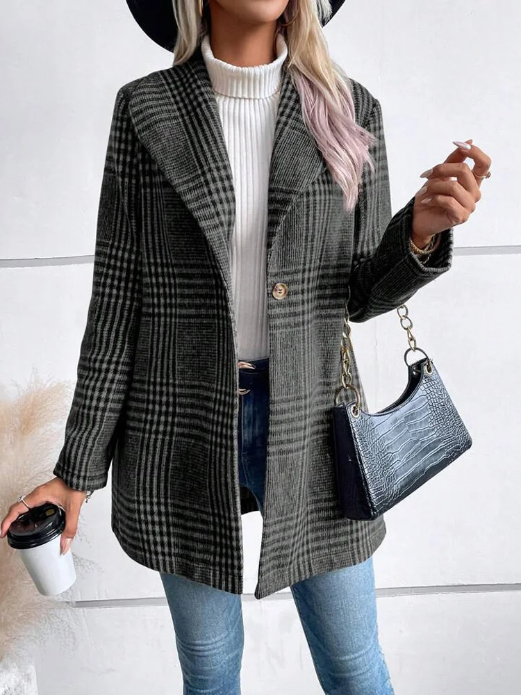 Women's Plaid Heavyweight Loose Jacket