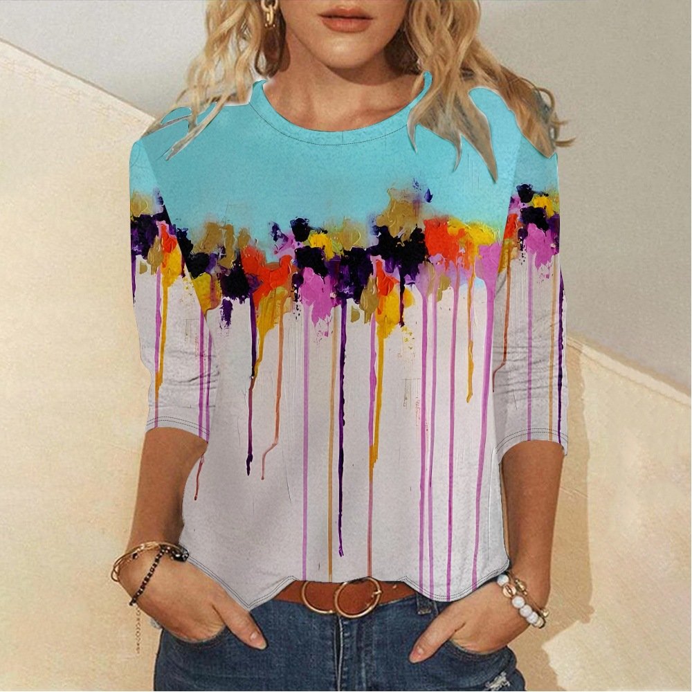 Casual Floral Crew Neck Long Sleeve T-shirt