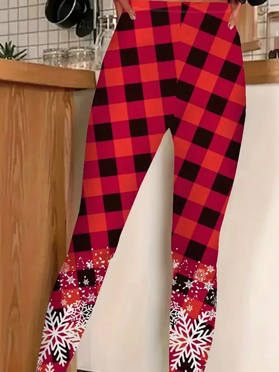 Casual Plaid Long Leggings