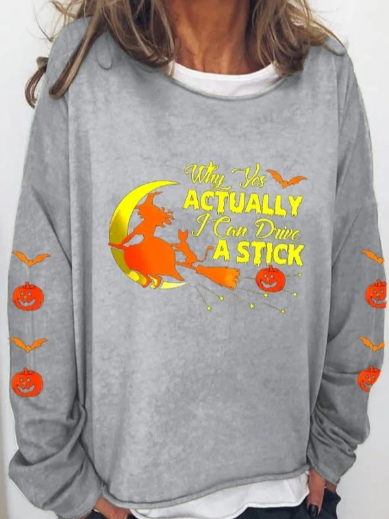 Casual Crew Neck Halloween Sweatshirt Zipper