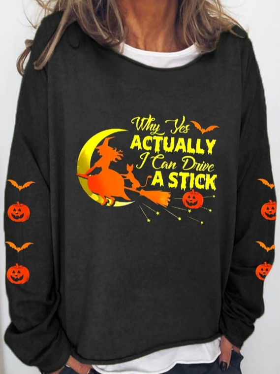 Casual Crew Neck Halloween Sweatshirt Zipper