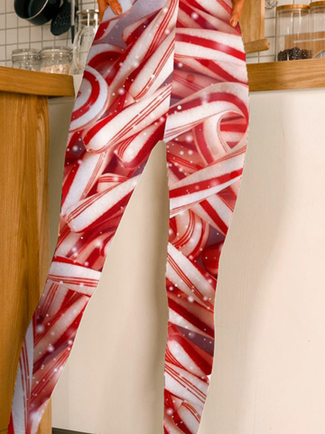 Casual Christmas Candy Long Leggings