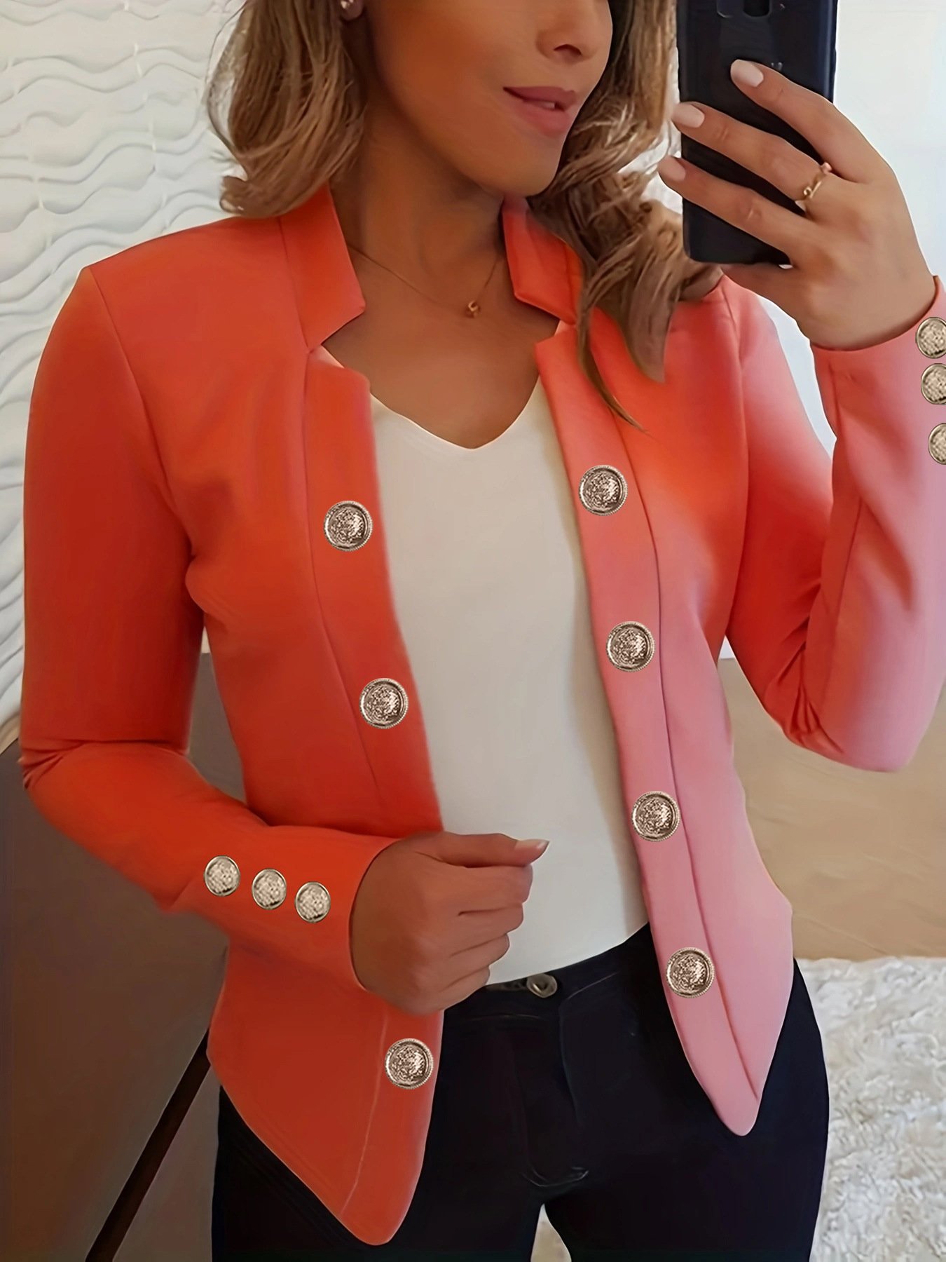 Women's Plain Bomber Jacket Buckle Regular Regular Fit Jacket