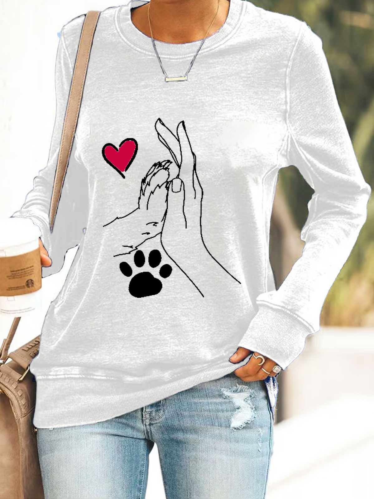 Casual Crew Neck Animal Sweatshirt