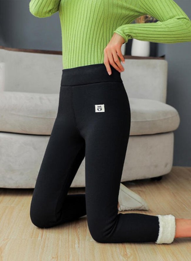 Casual Plain Fleece Long Leggings