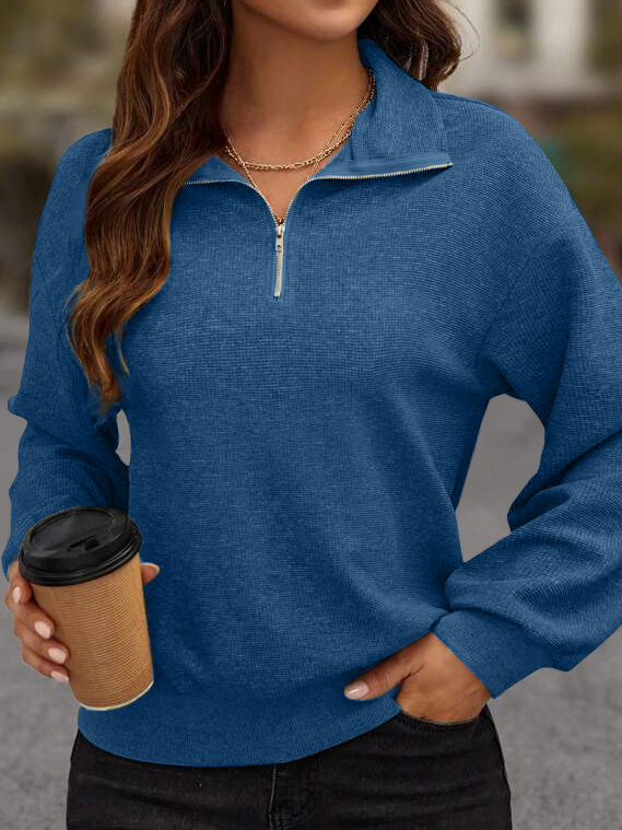 Casual Crew Neck Plain Sweatshirt