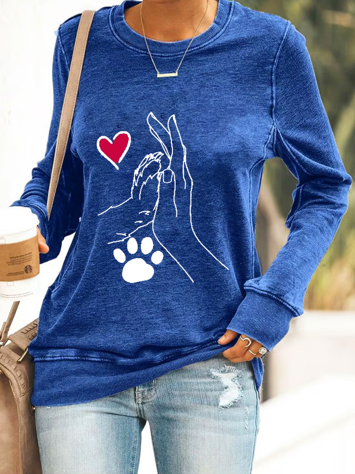 Casual Crew Neck Animal Sweatshirt