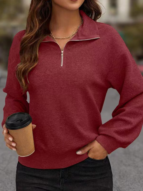 Casual Crew Neck Plain Sweatshirt