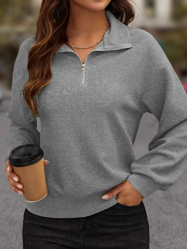 Casual Crew Neck Plain Sweatshirt