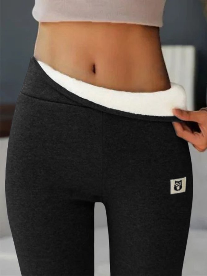 Casual Plain Fleece Long Leggings