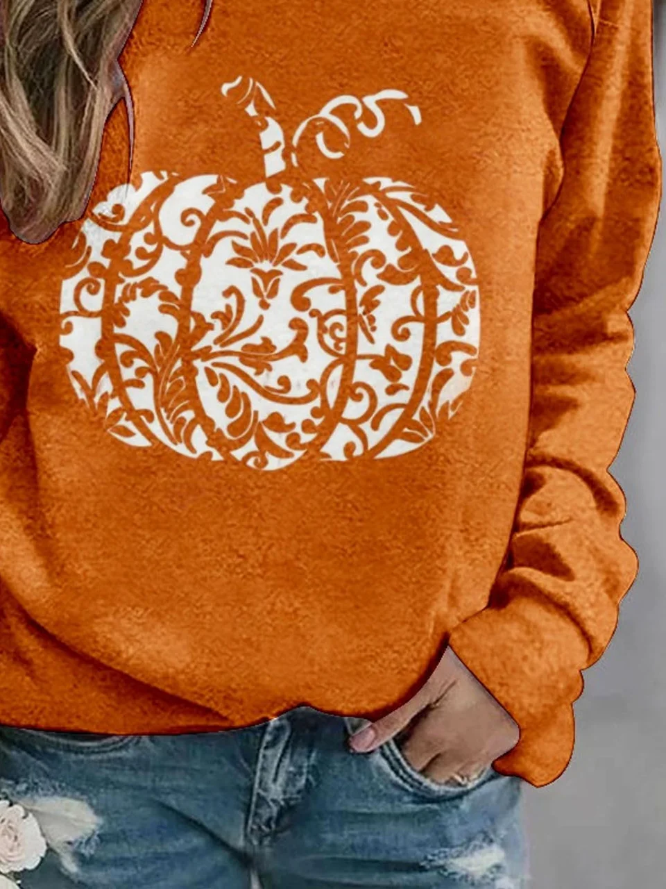 Casual Crew Neck Halloween Sweatshirt