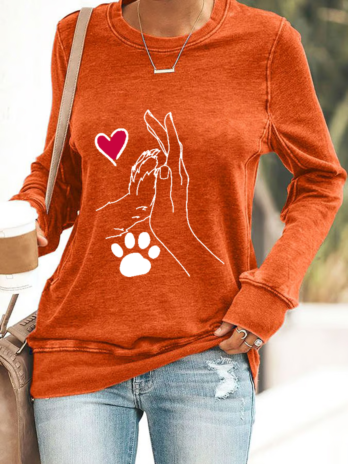 Casual Crew Neck Animal Sweatshirt