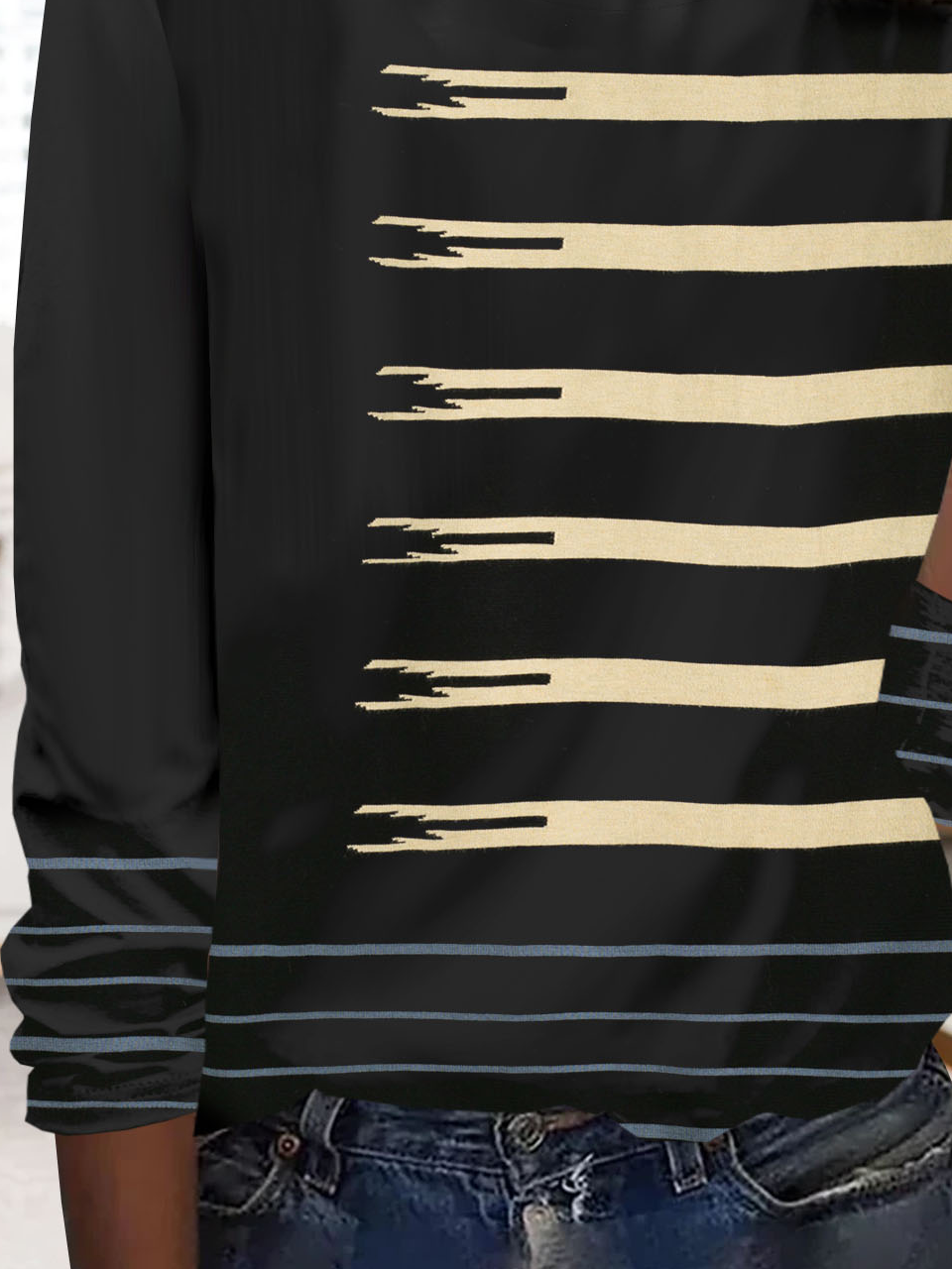 Casual Striped Crew Neck Long Sleeve T-shirt