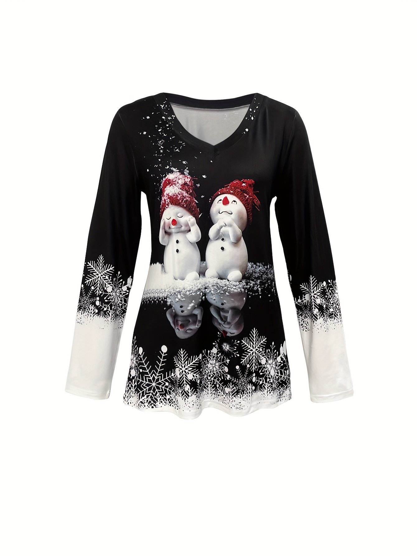 Casual Ombre V Neck Long Sleeve T-shirt