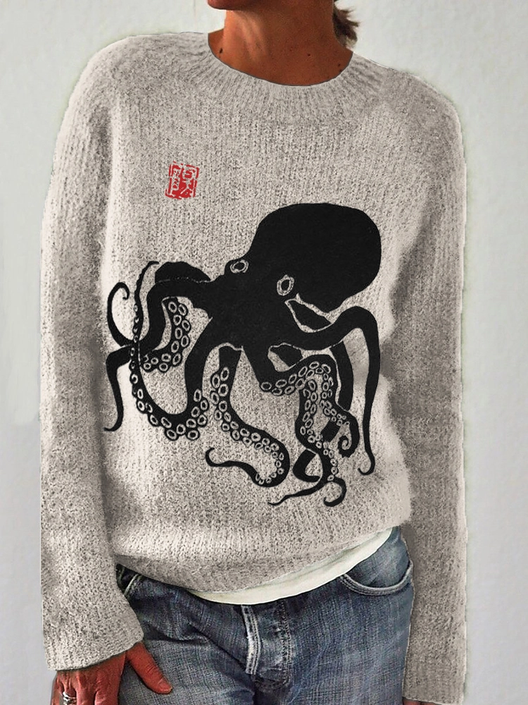 Women Knitted Animal Long Sleeve Comfy Casual Sweater