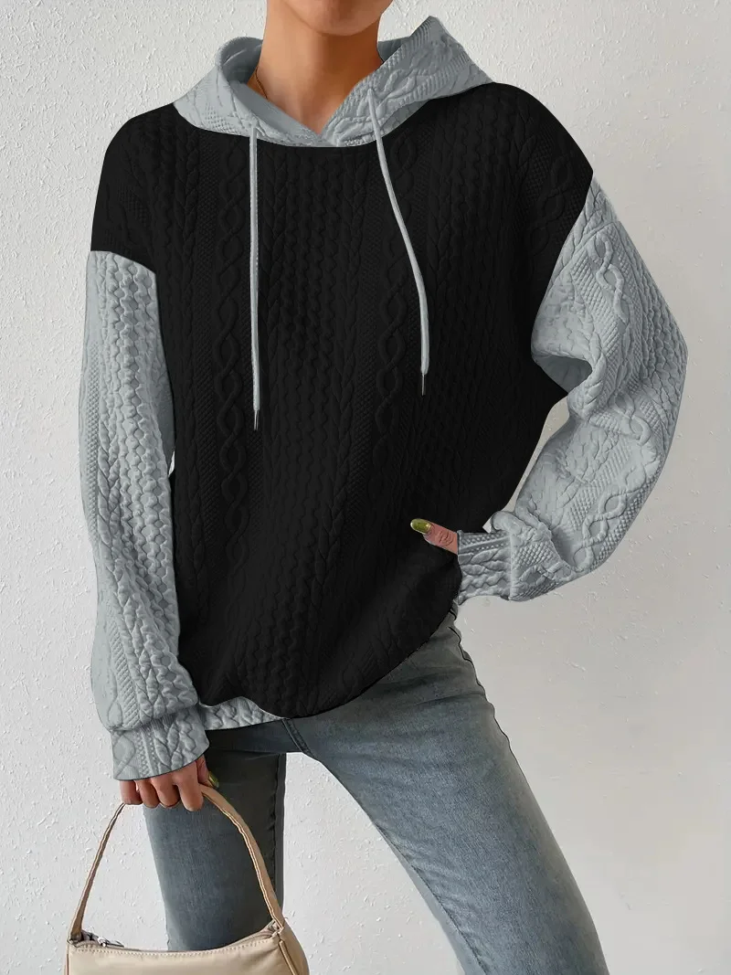 Casual Hoodie Color Block Sweatshirt