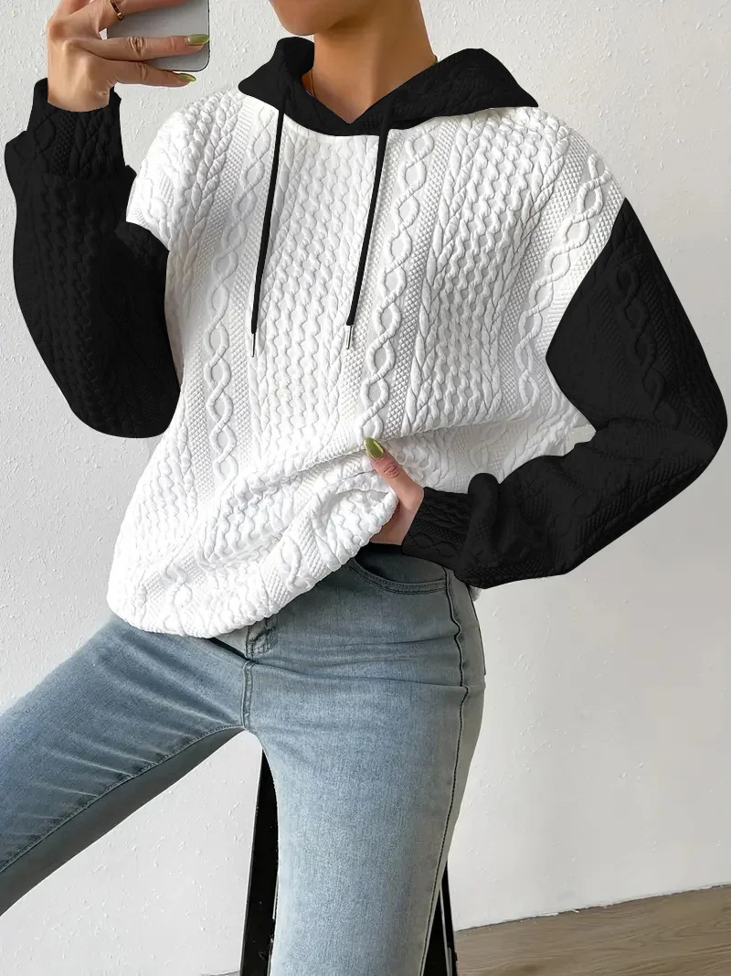 Casual Hoodie Color Block Sweatshirt