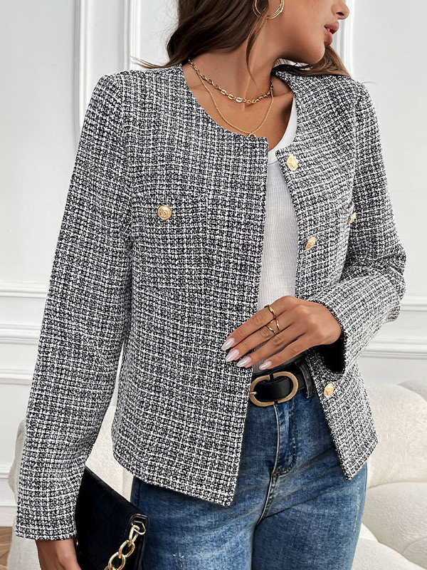 Women's Plaid Bomber Jacket Buckle Regular Regular Fit Jacket